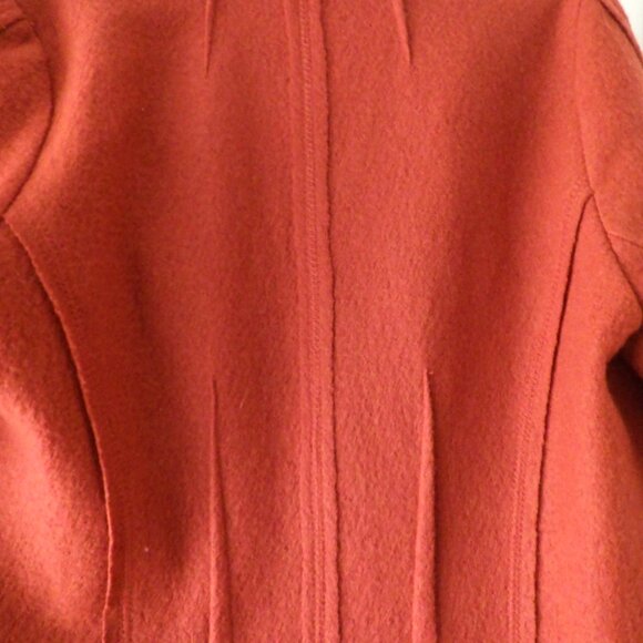 Vex Collection Women's 100% Wool Coat Orange Lined Pockets Button Closure Pleats - Picture 7 of 11